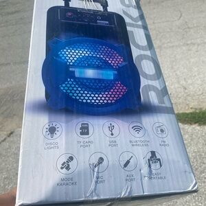 Portable Bluetooth Speaker with Disco Lights - Black and Blue